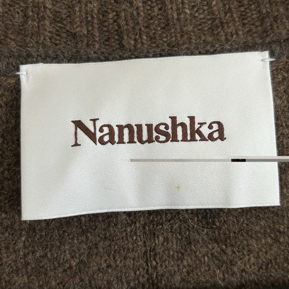 Nanushka Wool Alpaca Cardigan Medium Grandpa Preppy Oversize Old Money Brown - Picture 10 of 11